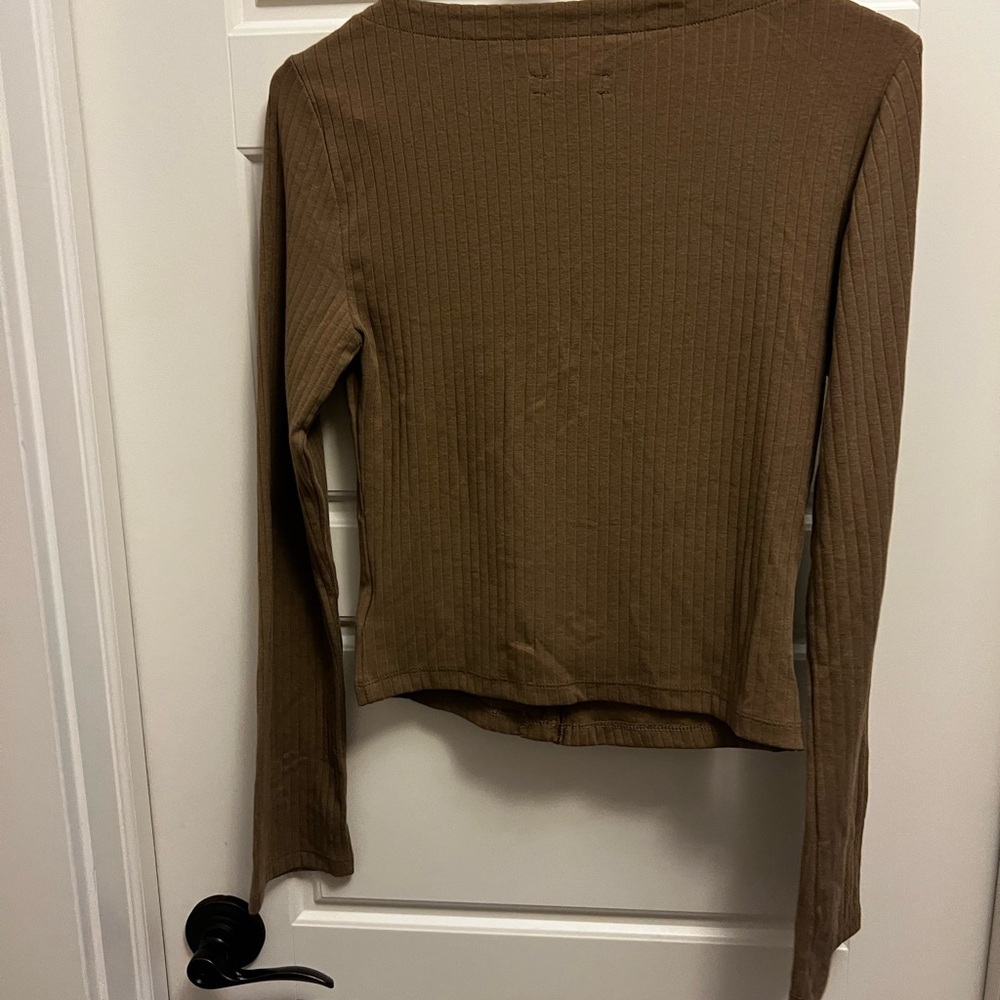 GAP Chocolate Brown Ribbed Long Sleeve Top